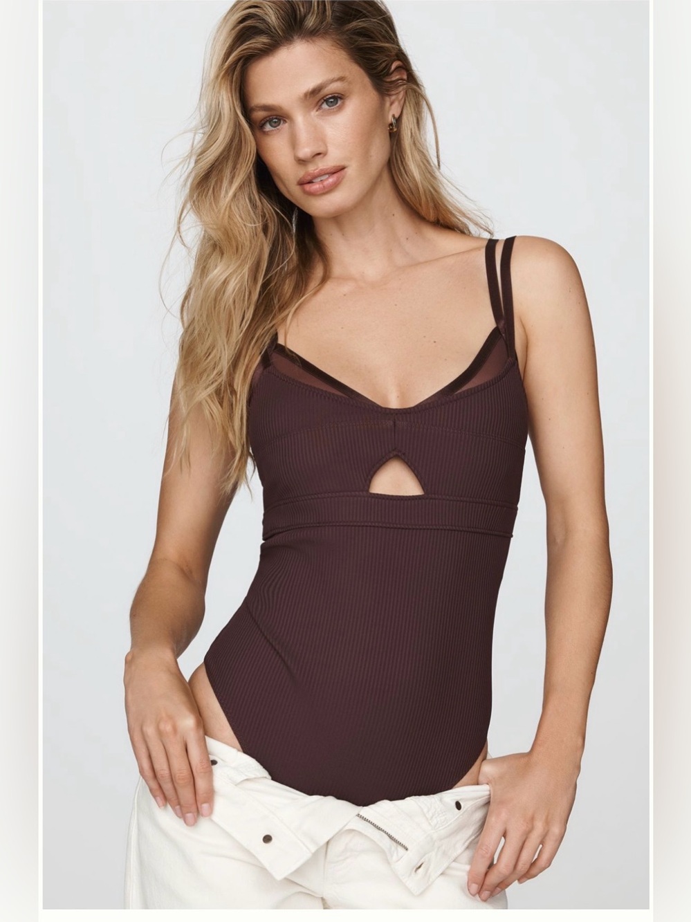 NWT Anthropologie Layer Brown Bodysuit in Small
